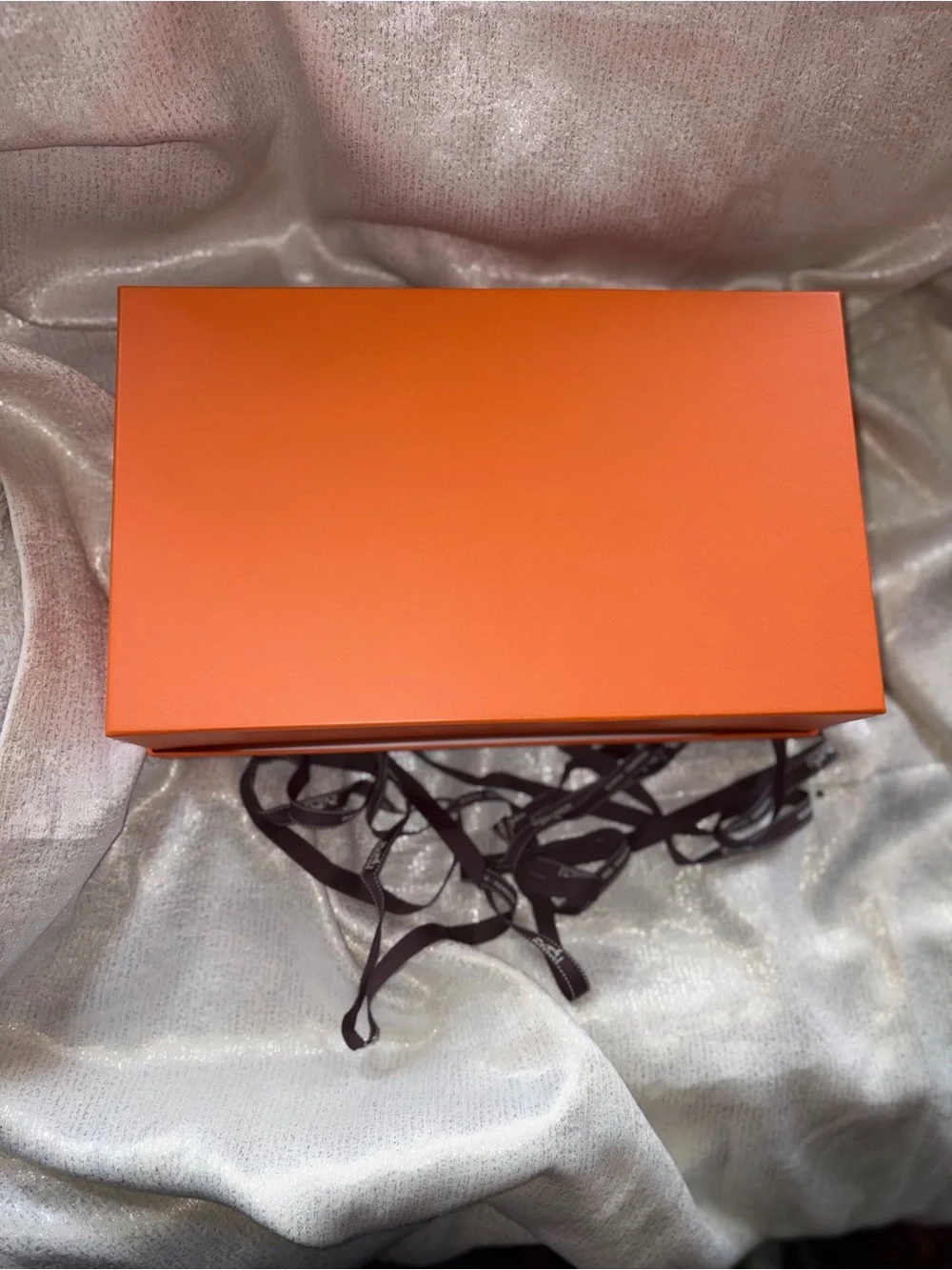 Hermes Orange Gift Boxes with Brown Ribbons